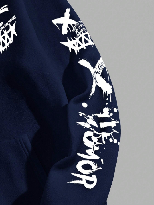 Manfinity EMRG Men's Knitted Hoodie With Face Slogan Print