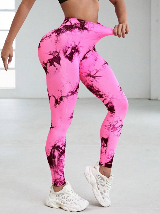 Yoga Basic Tie-Dye High Waisted Sports Leggings