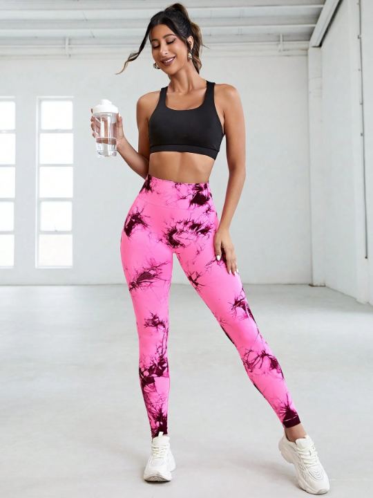 Yoga Basic Tie-Dye High Waisted Sports Leggings