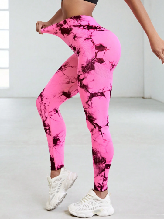 Yoga Basic Tie-Dye High Waisted Sports Leggings