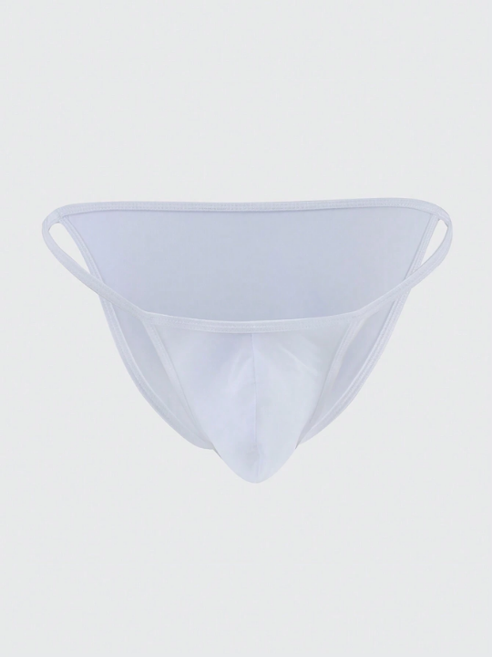 Men's Low Waist Stretchy Butt Lifter Briefs Bikini Briefs Icy Silk Underwear See-Through Ultra-Thin Pouch White Panties