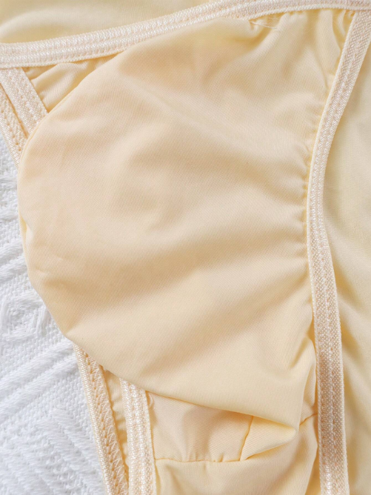 Men's Low-Rise Elastic Buttocks Triangle Briefs Bikini Underwear Ice Silk Sexy See-Through Ultra-Thin Pouch Skin Color