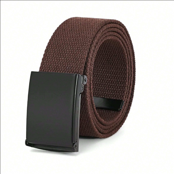 1pc Men's Woven Belt With Automatic Buckle, Cool Decoration For Casual & Business Outfits