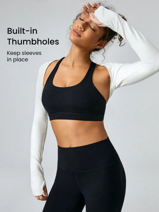 GLOWMODE FeatherFit Cropped Limitless Long Sleeve Tank Shrug Top With Thumbhole Low Impact Yoga Daily