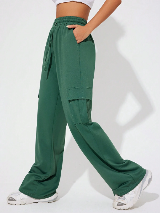 Daily&Casual Drawstring Waist Flip-Pocket Casual Sports Pants