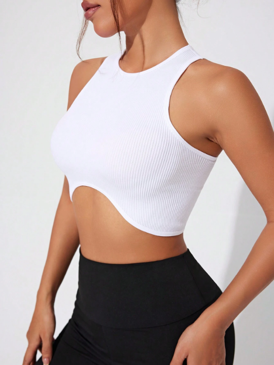 Solid Color Crop Top Sports Tank Top