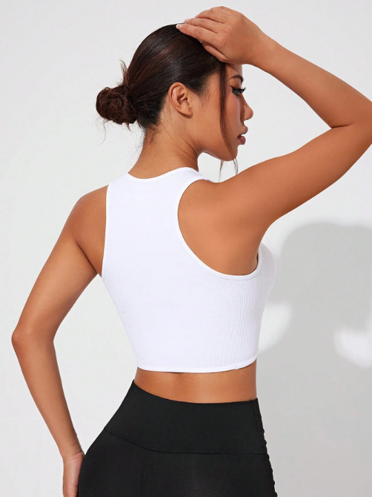 Solid Color Crop Top Sports Tank Top