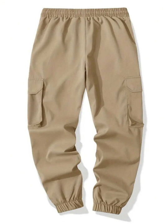 Manfinity Homme Men's Solid Color Drawstring Waist / Cuffs Cargo Pants