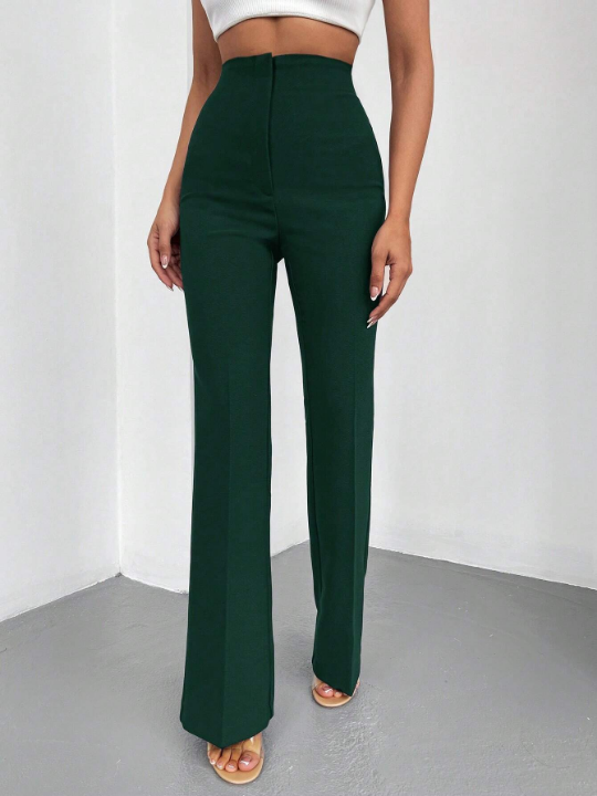 Solid High Waist Flare Leg Pants