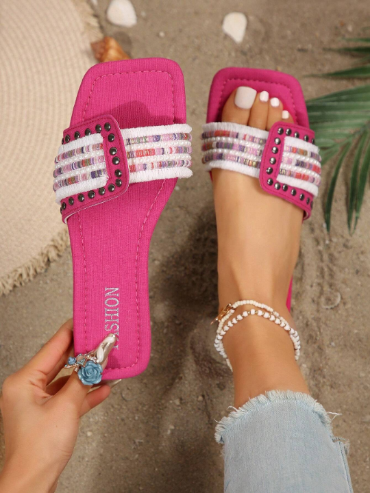 Fashionable Strappy Flat Sandals For Outdoor Comfortable Holiday