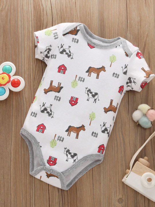 Newborn Baby Boy 5pcs Animal Printed Romper Clothing Set