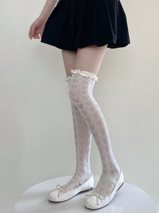 1pair Women's Splicing Color Sexy Thigh High Socks