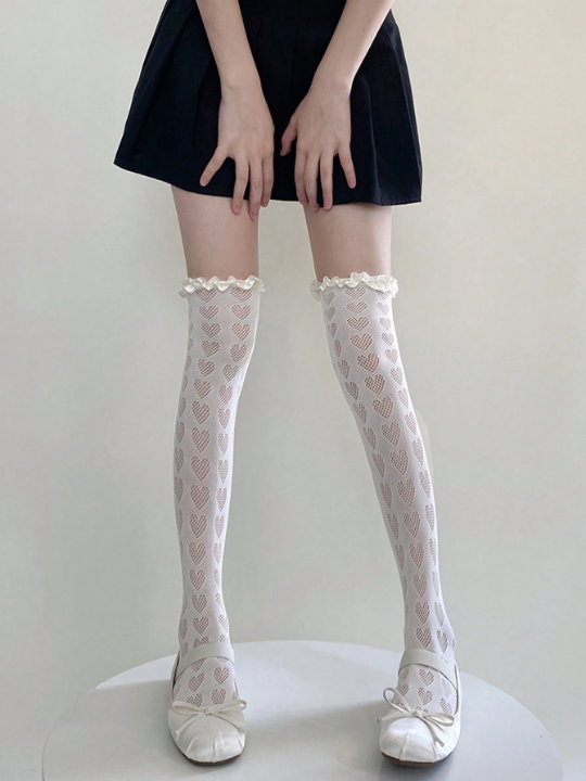 1pair Women's Splicing Color Sexy Thigh High Socks