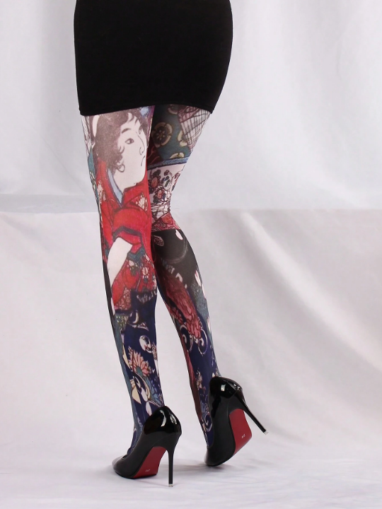 1pair Women's Cartoon Printed Pantyhose (Including Hips)