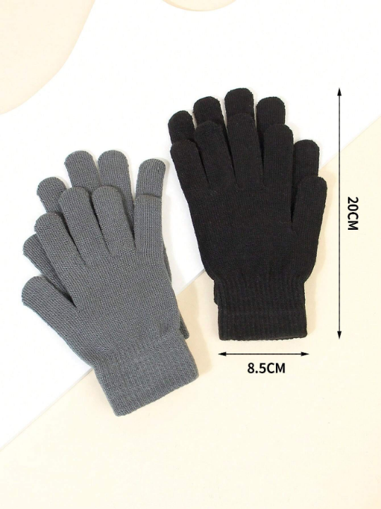 2pairs Solid Gloves