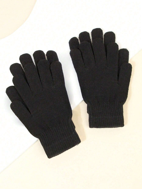 2pairs Casual Simple Knitted Gloves For Autumn And Winter