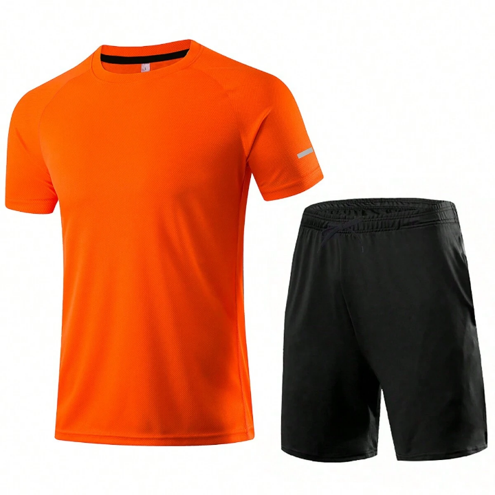 Men's Casual Fitness Clothes Outdoor Sports Quick Dry Short Sleeve T-Shirt And Shorts Suit