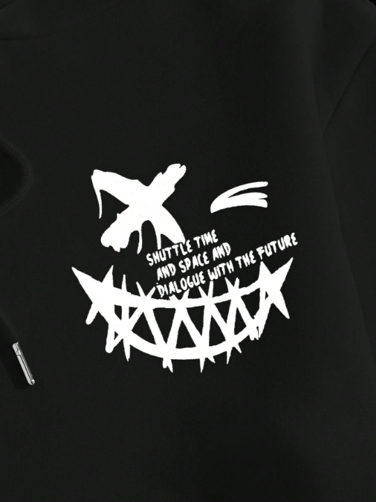 Manfinity EMRG Men's Fun Expression Printed Knit Casual Hoodie