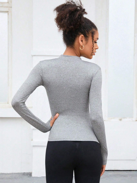 Yoga Basic Half Zip Thumb Holes Sports Sweatshirt