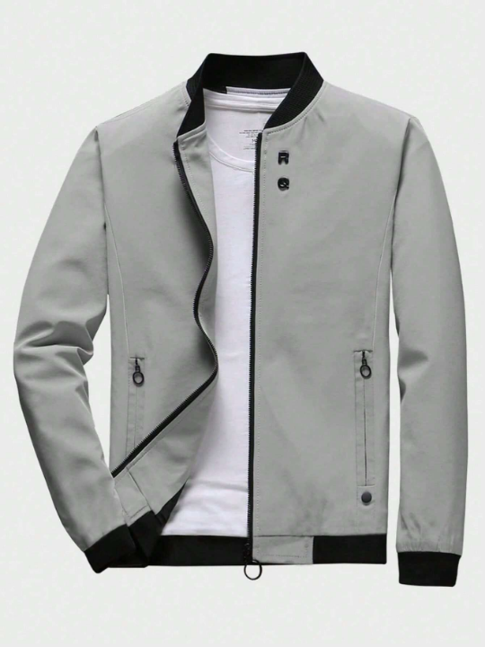 Men's Leisure Long Sleeve Zipper Fly Stand Collar Sports Jacket