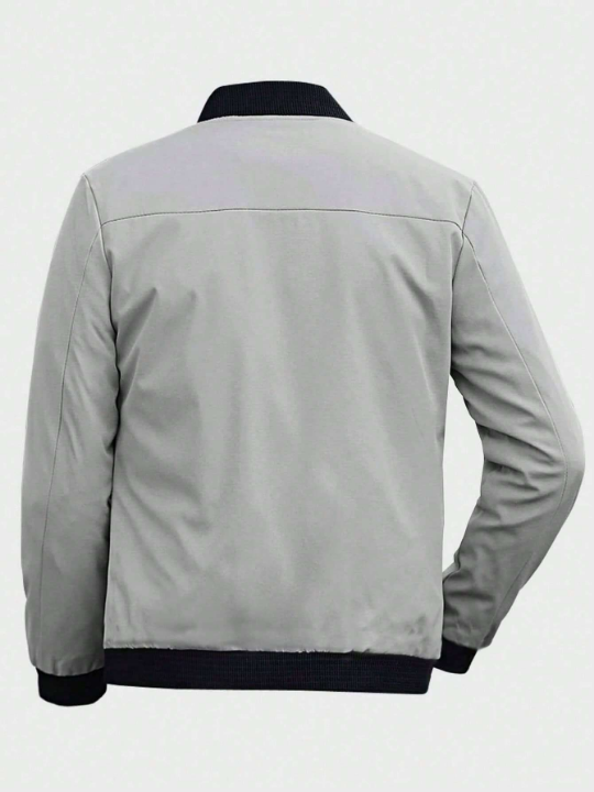 Men's Leisure Long Sleeve Zipper Fly Stand Collar Sports Jacket