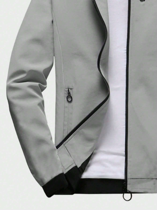 Men's Leisure Long Sleeve Zipper Fly Stand Collar Sports Jacket