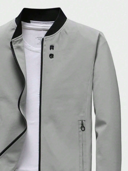 Men's Leisure Long Sleeve Zipper Fly Stand Collar Sports Jacket