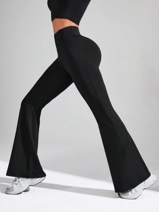 Women's Solid Color Bell Bottom Sports Pants