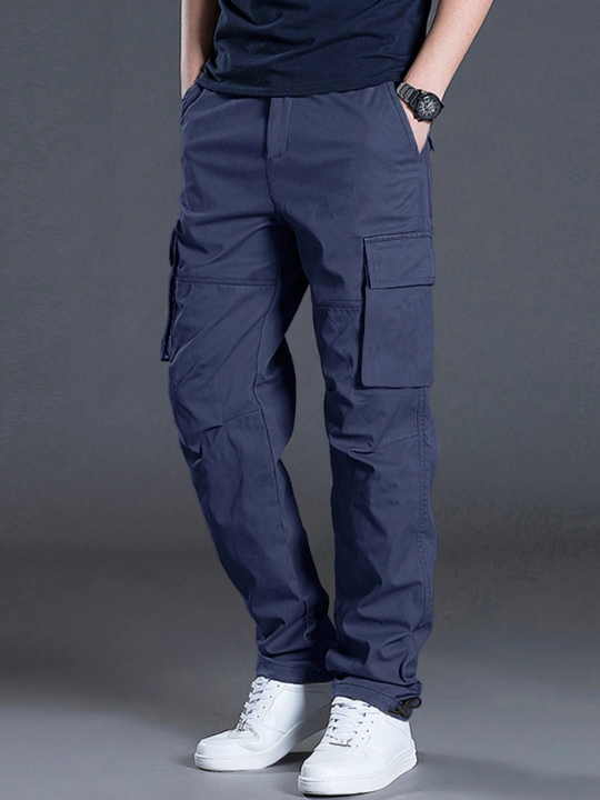 Manfinity Homme Men's Loose Fit Cargo Pants With Flap Pockets And Drawstring Waist