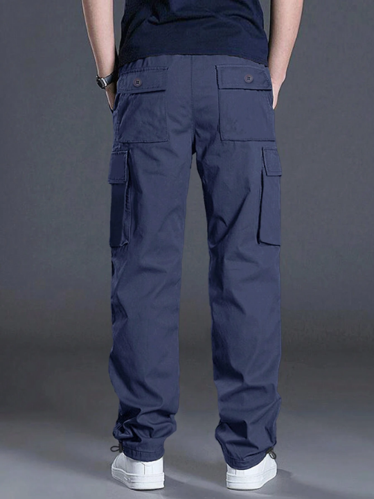 Manfinity Homme Men's Loose Fit Cargo Pants With Flap Pockets And Drawstring Waist