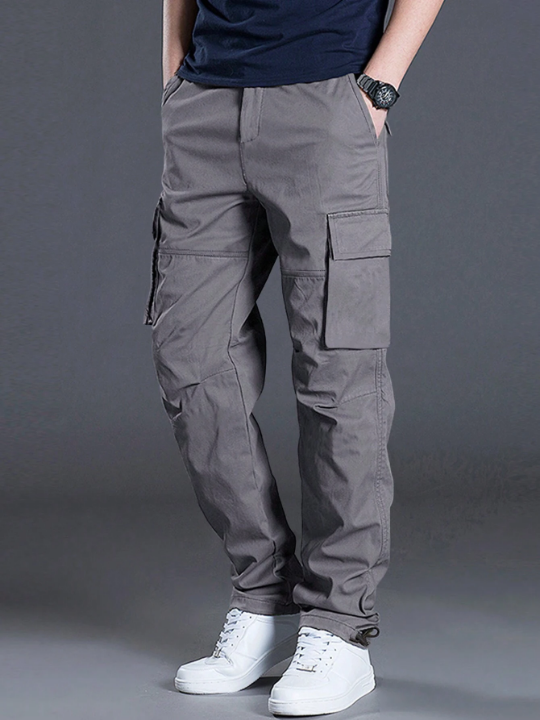 Manfinity Homme Loose Fit Men's Cargo Pants With Flap Pockets And Drawstring Waist