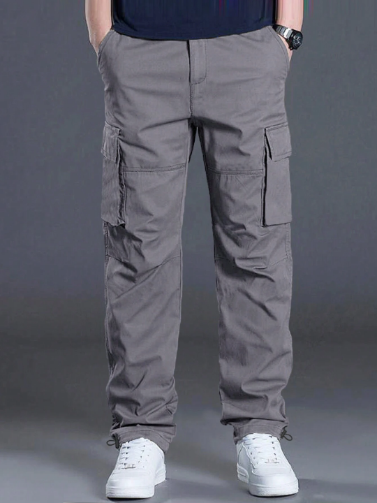 Manfinity Homme Loose Fit Men's Cargo Pants With Flap Pockets And Drawstring Waist