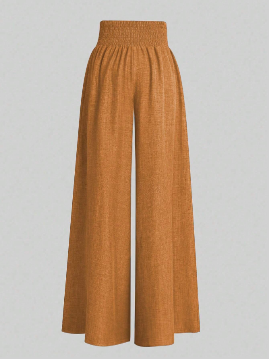 LUNE Elastic Waist Wide Leg Pants For Casual Wear