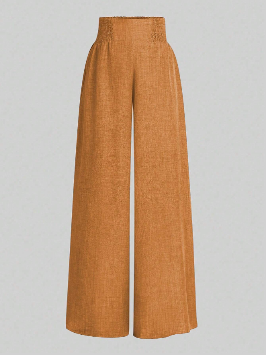 LUNE Elastic Waist Wide Leg Pants For Casual Wear