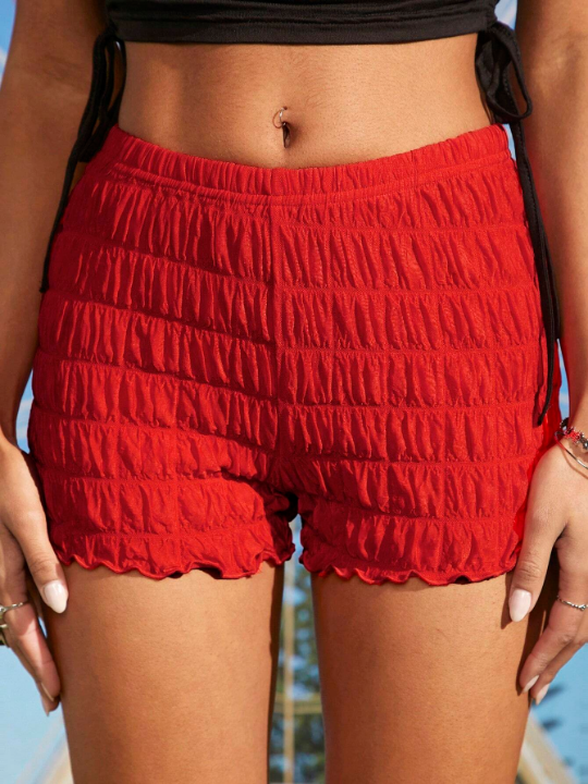 EZwear Textured Knit Bodycon Low Waisted Shorts