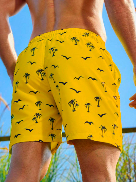 Manfinity Swimmode Men's Palm Tree Print Beach Shorts