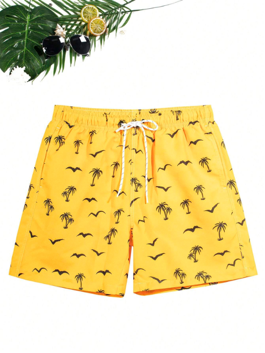 Manfinity Swimmode Men's Palm Tree Print Beach Shorts