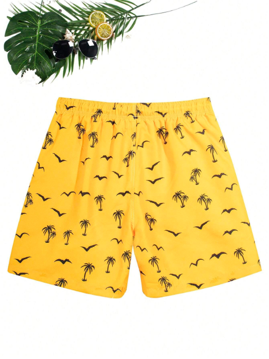 Manfinity Swimmode Men's Palm Tree Print Beach Shorts