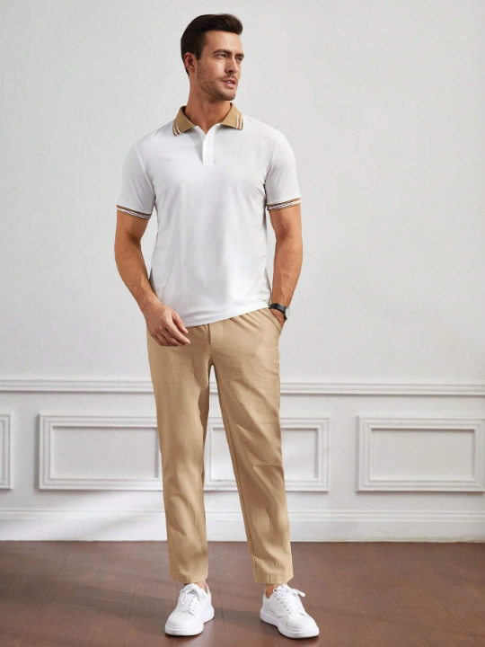 Manfinity Basics Men's Khaki Leisure Woven Long Pants