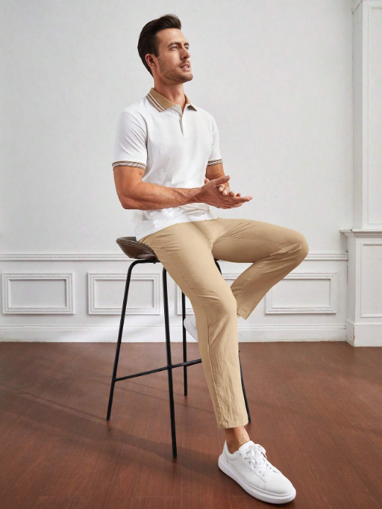 Manfinity Basics Men's Khaki Leisure Woven Long Pants