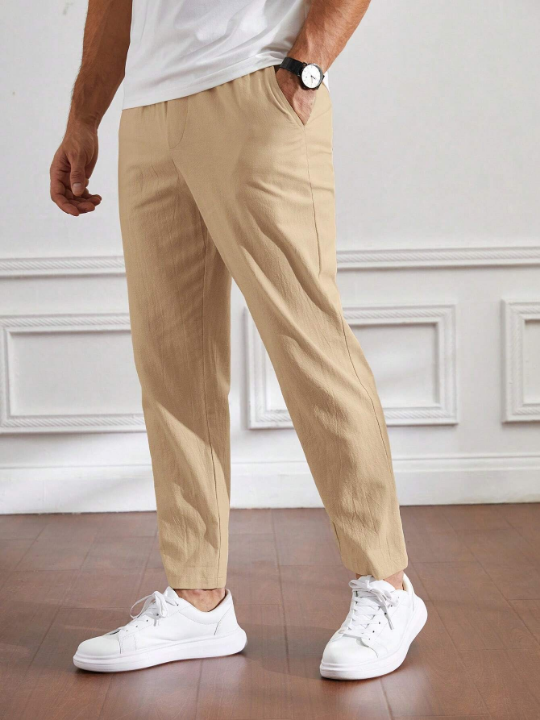 Manfinity Basics Men's Khaki Leisure Woven Long Pants