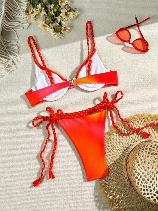 Swim Vcay Ombre V-Neck Bikini Set