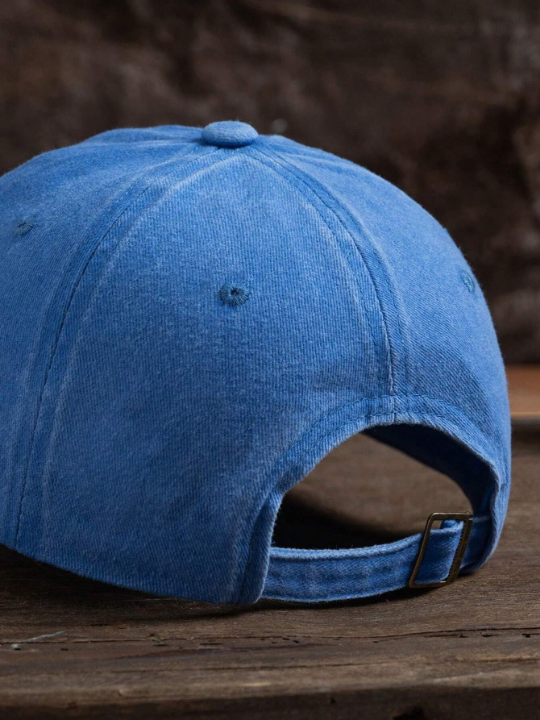 1pc Unisex Solid Color Outdoor Adjustable Washed Baseball Cap, Casual And Fashionable