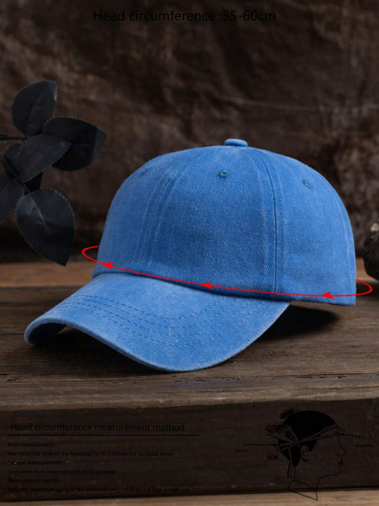 1pc Unisex Solid Color Outdoor Adjustable Washed Baseball Cap, Casual And Fashionable