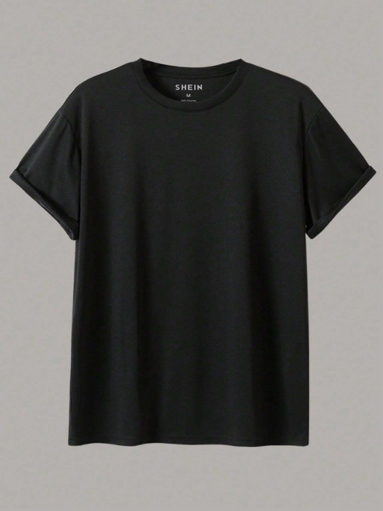 Men's Solid Color Casual Round Neck T-Shirt