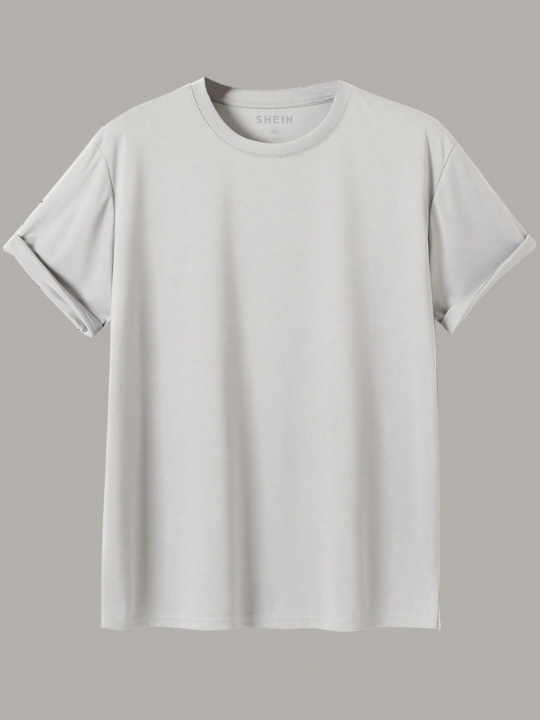 Men's Solid Color Casual Round Neck T-Shirt