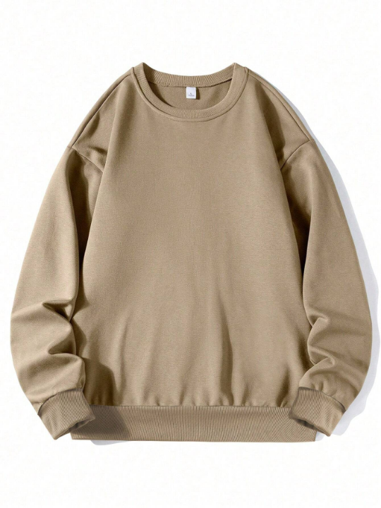 Men's Solid Color Round Neck Sweatshirt