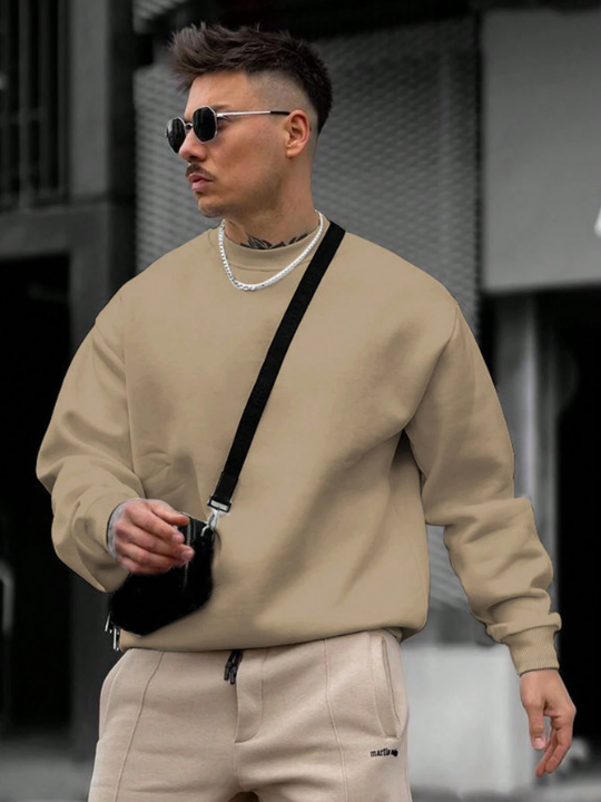Men's Solid Color Round Neck Sweatshirt
