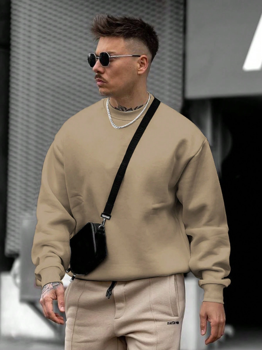 Men's Solid Color Round Neck Sweatshirt