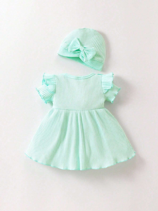 Baby Girl Newborn Ruffle Trim Bow Front Dress